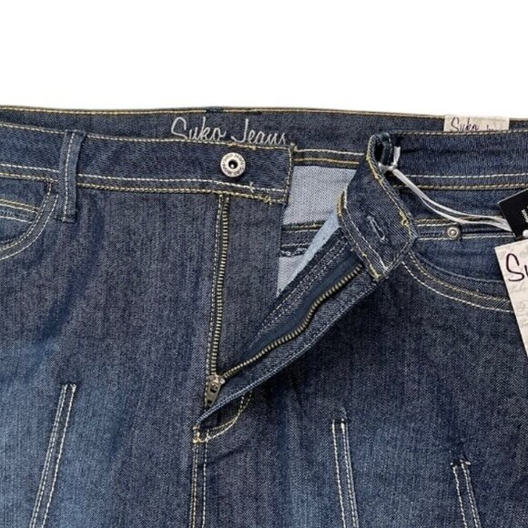 Suko Jeans A-Line Pleated Blue Denim Skirt Front and Back Pockets Size 14 - Picture 5 of 15